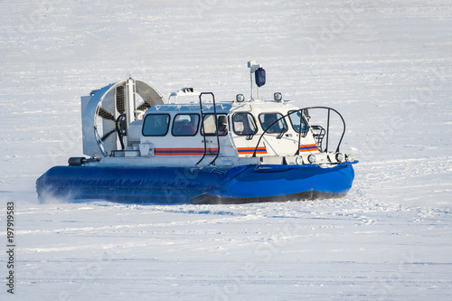 Rescue hovercraft on snow-covered ice