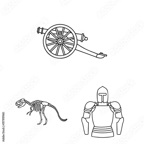 Museum and gallery outline icons in set collection for design. Storage and exhibition of showpiece vector symbol stock web illustration.