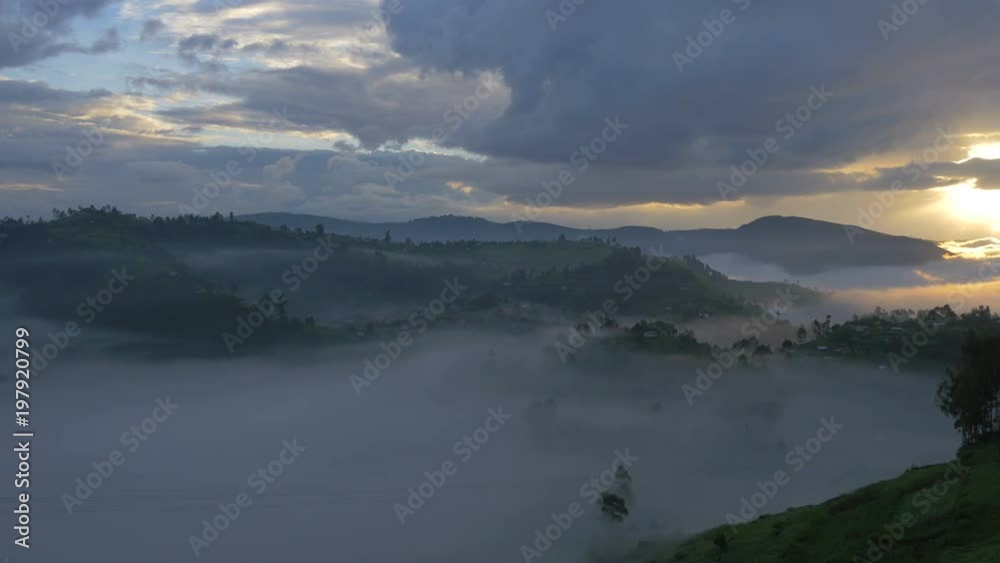 Panoramic view of hills covered with mist Panoramic view of hills covered with mist