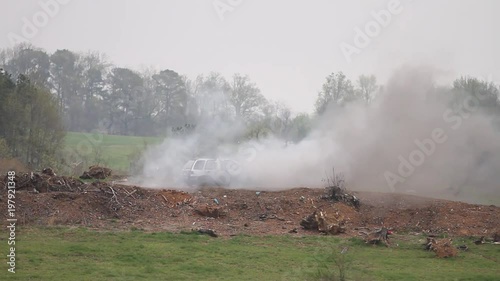 Car Explodes in Field 