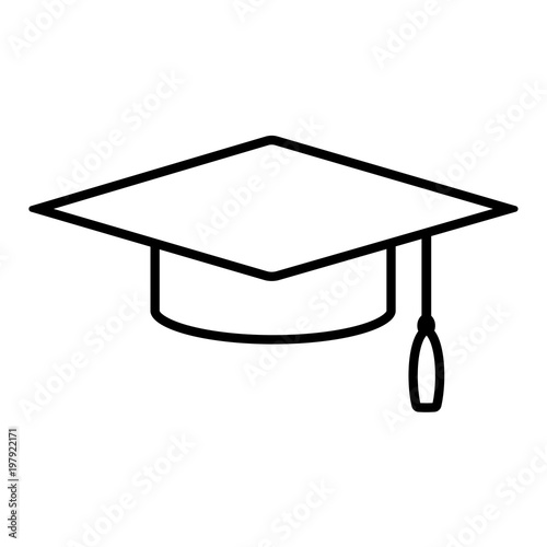 Academic cap or mortarboard line icon. Graduate cap with tassel. Vector Illustration