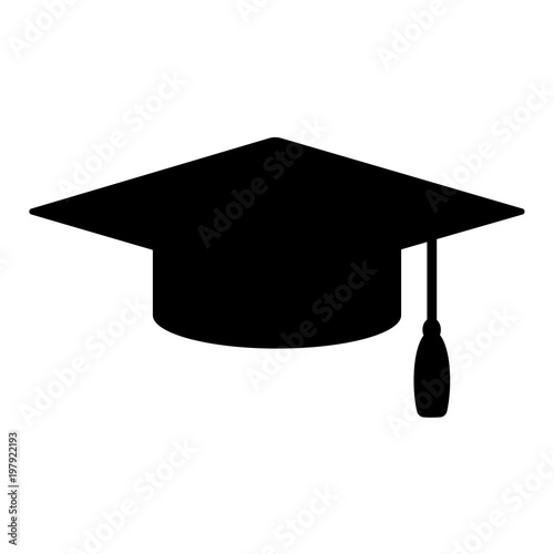 Academic cap or mortarboard icon. Graduate cap with tassel. Vector Illustration