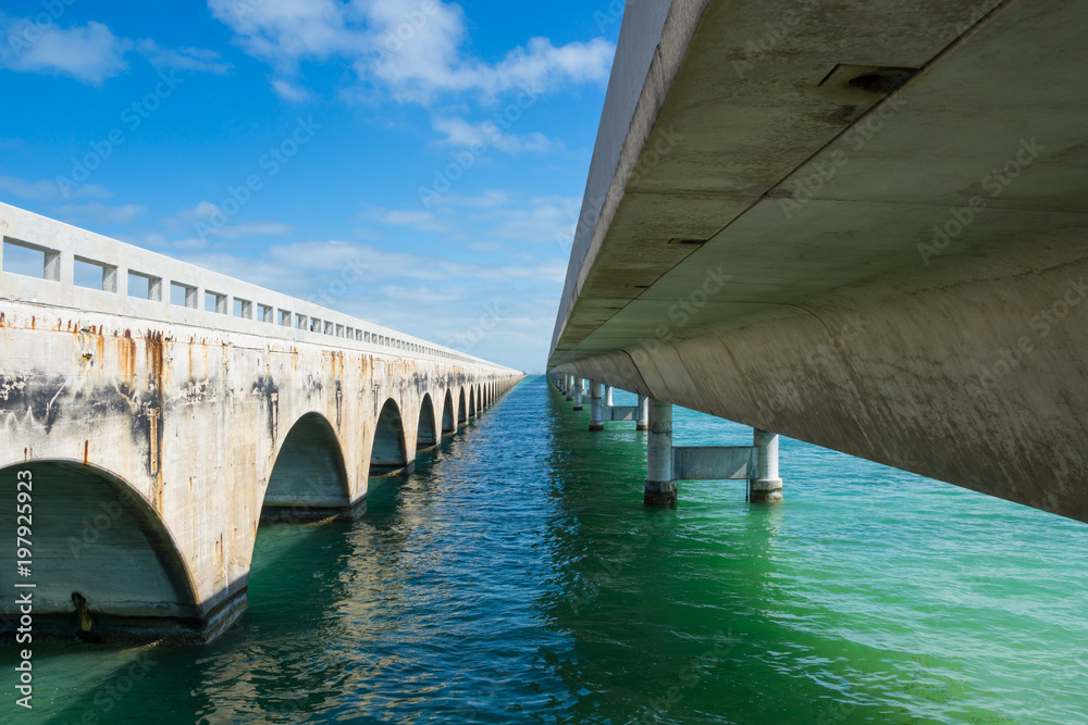 USA, Florida, Ocean water under the Seven Mile Bridge