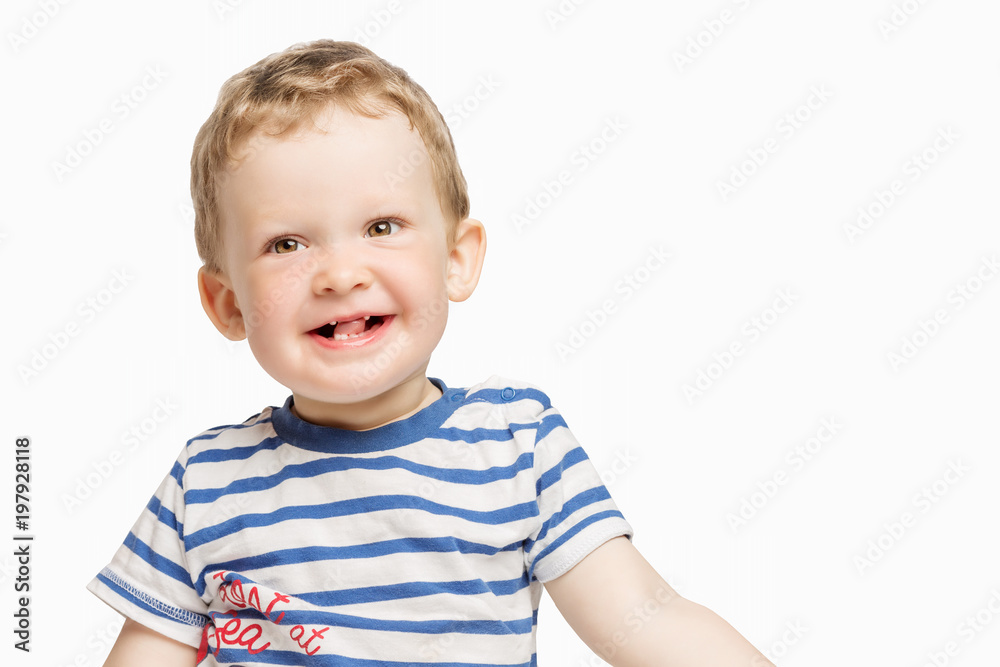 Cute little boy smiling, close-up, isolated Cute little boy smiling, close-up, isolated