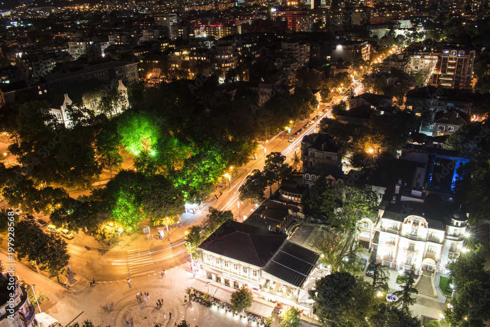 Obraz premium Varna city at night. The city has a gold treasure of the Chalcolitha, which is believed to be the world's oldest gold treasure