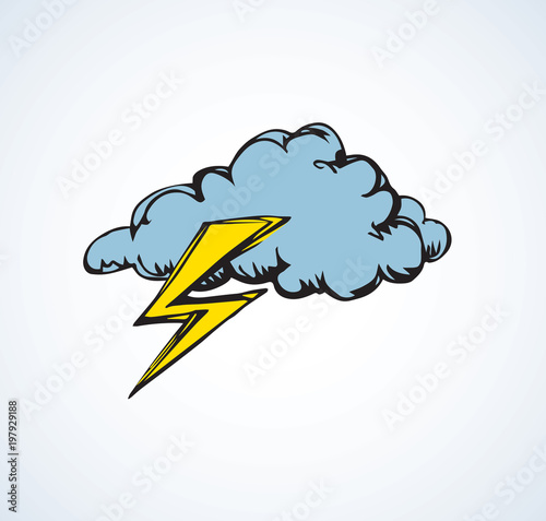 Cloud with lightning. Vector illustration