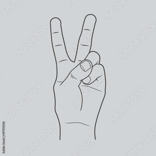Hand. Peace sign. Vector. Isolated.