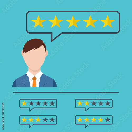 Consumer or customer product rating flat icon for apps and websites