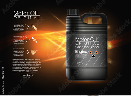 Bottle engine oil background, vector illustration. 