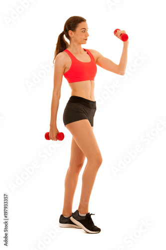 attractive sporty woman studio portrait of active fit fitness girl