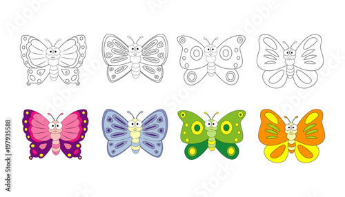 Coloring book page for preschool children with colorful butterfl © budolga