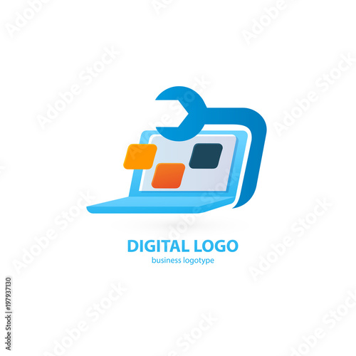 Logo design abstract computer repair vector template.