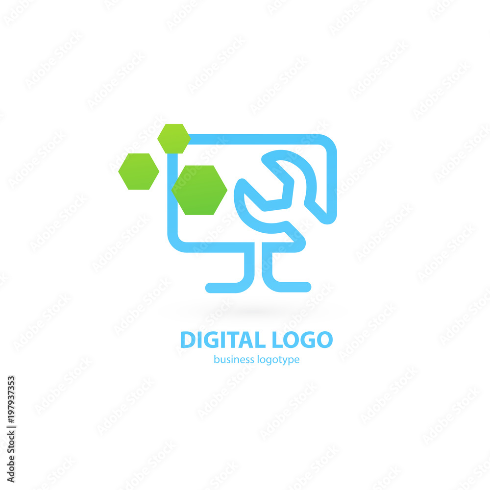 Logo design abstract computer repair vector template.