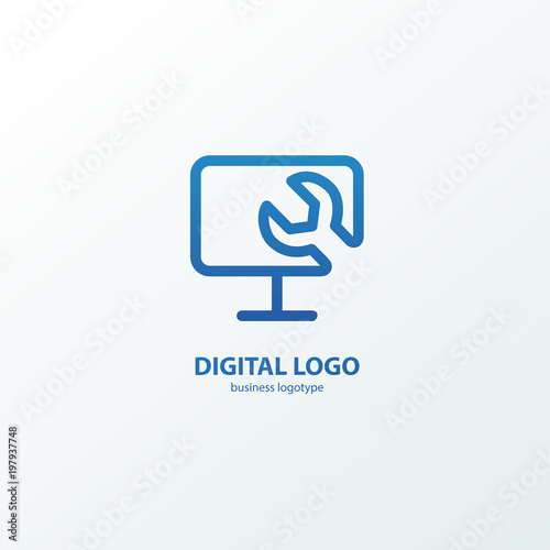 Logo design abstract computer repair vector template.