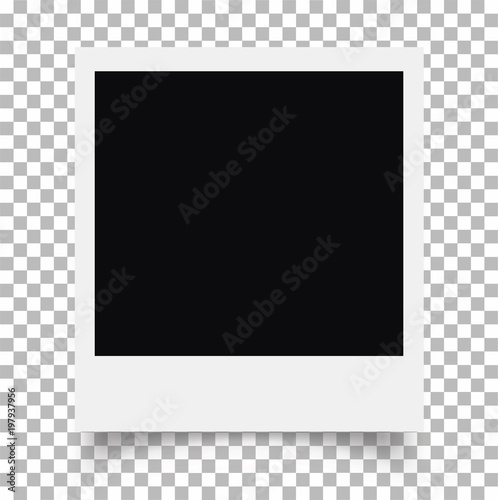 Photo frame. Retro Photo Frame Template for your photos. White plastic border on a transparent background. - stock vector.