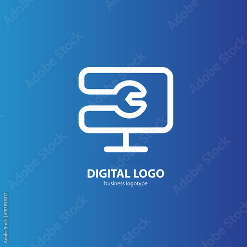 Logo design abstract computer repair vector template.