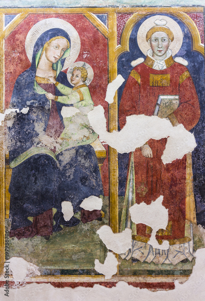 Naklejka premium Anonymous frescoes of Santo Stefano Church, Soleto, Italy frescoes of Santo Stefano Church, Soleto, Italy