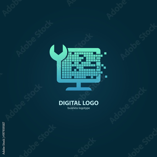 Logo design abstract computer repair vector template.