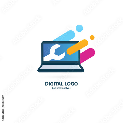Logo design abstract computer repair vector template.