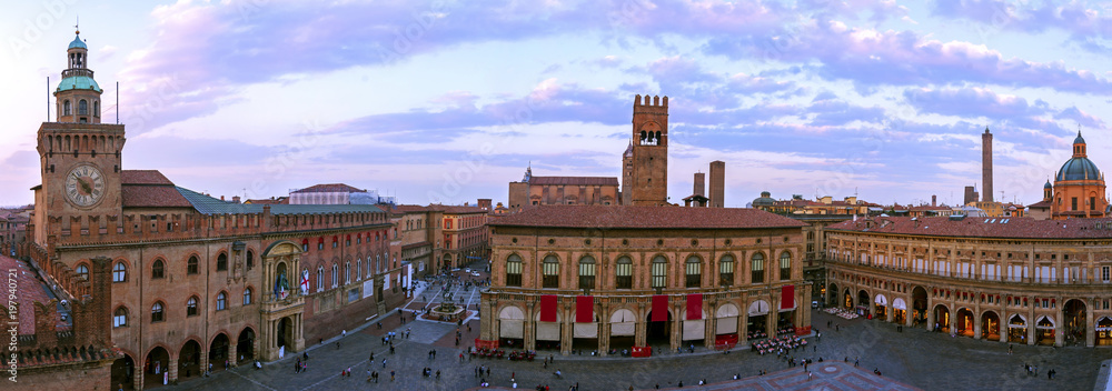Panoramic view of piazza Maggiore - Bologna