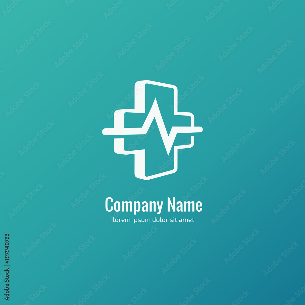 Obraz premium Logo design abstract medical vector template. Illustration design of logotype cross health symbol, people care sign.