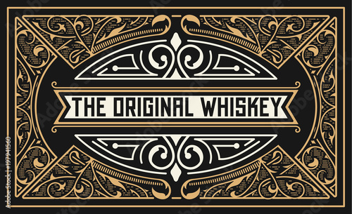 Old label design for Whiskey and Wine label, Restaurant banner, Beer label. Vector illustration