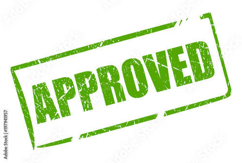 Green approved rectangular grunge stamp