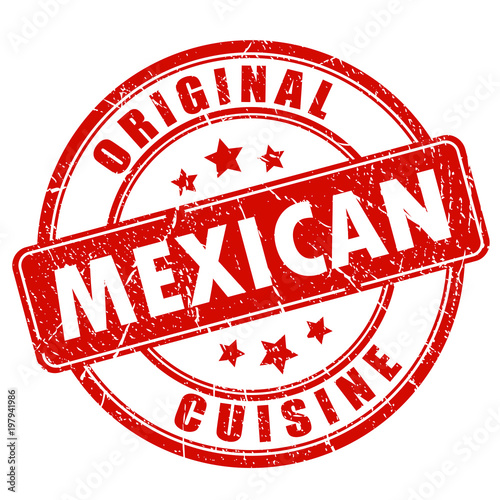 Mexican cuisine red rubber stamp