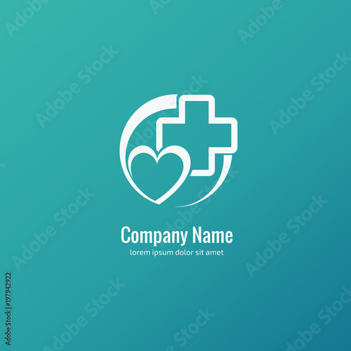 Logo design abstract medical vector template. Illustration design of logotype cross health symbol, people care sign.