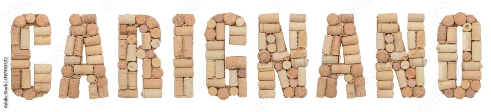 Grape variety Carignano made of wine corks Isolated on white background Grape variety Carignano made of wine corks Isolated on white background