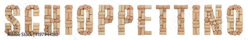 Grape variety Schioppettino made of wine corks Isolated on white background
