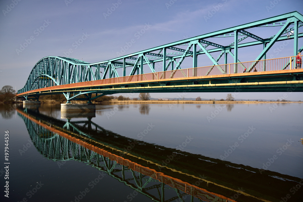 Fototapeta premium Gryfino, Poland, steel bridge over a river.