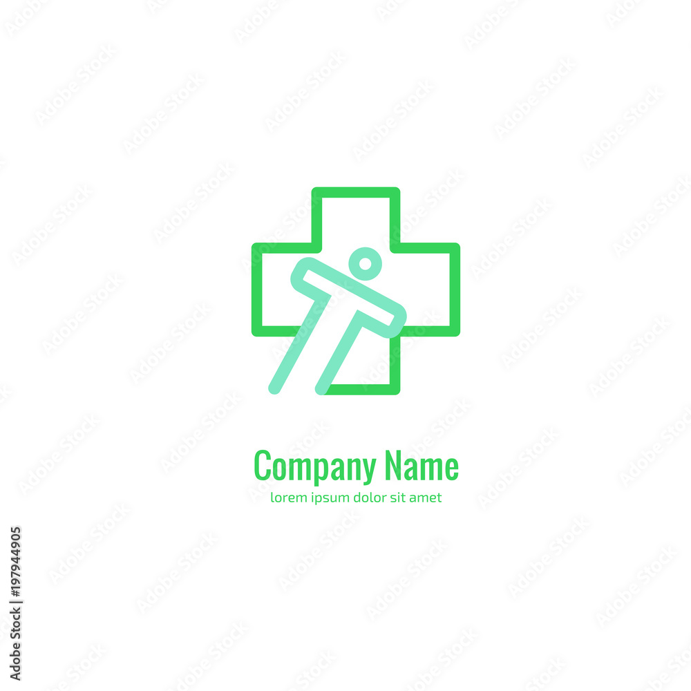 Obraz premium Logo design abstract medical vector template. Illustration design of logotype cross health symbol, people care sign.