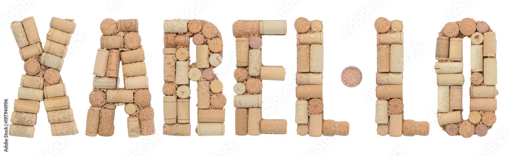 Grape variety Xarel·lo made of wine corks Isolated on white background