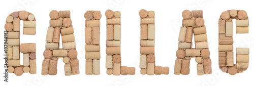 Grape variety Gaillac made of wine corks Isolated on white background