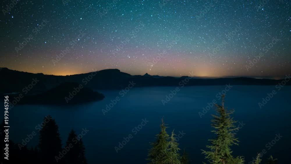Aurora and Perseid Meteor Shower in Crater Lake Aurora and Perseid Meteor Shower in Crater Lake