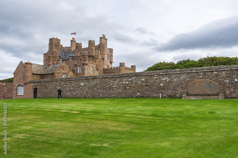 View of Castle of Mey, a landmark in Scotland north coast between Thurso and John o' Groats, Britain