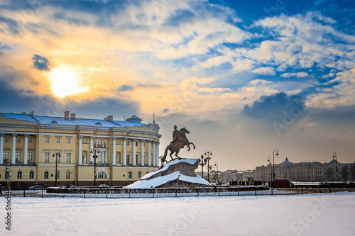 Russia. St. Petersburg. The monument to Peter the first. Petersburg in the winter. Museums of the city of St. Petersburg. Panorama of Petersburg.