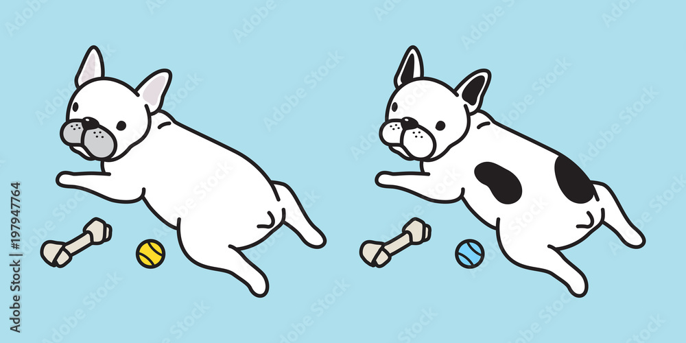 Fototapeta premium Dog vector french bulldog icon logo cartoon character pug puppy toy bone ball doodle illustration