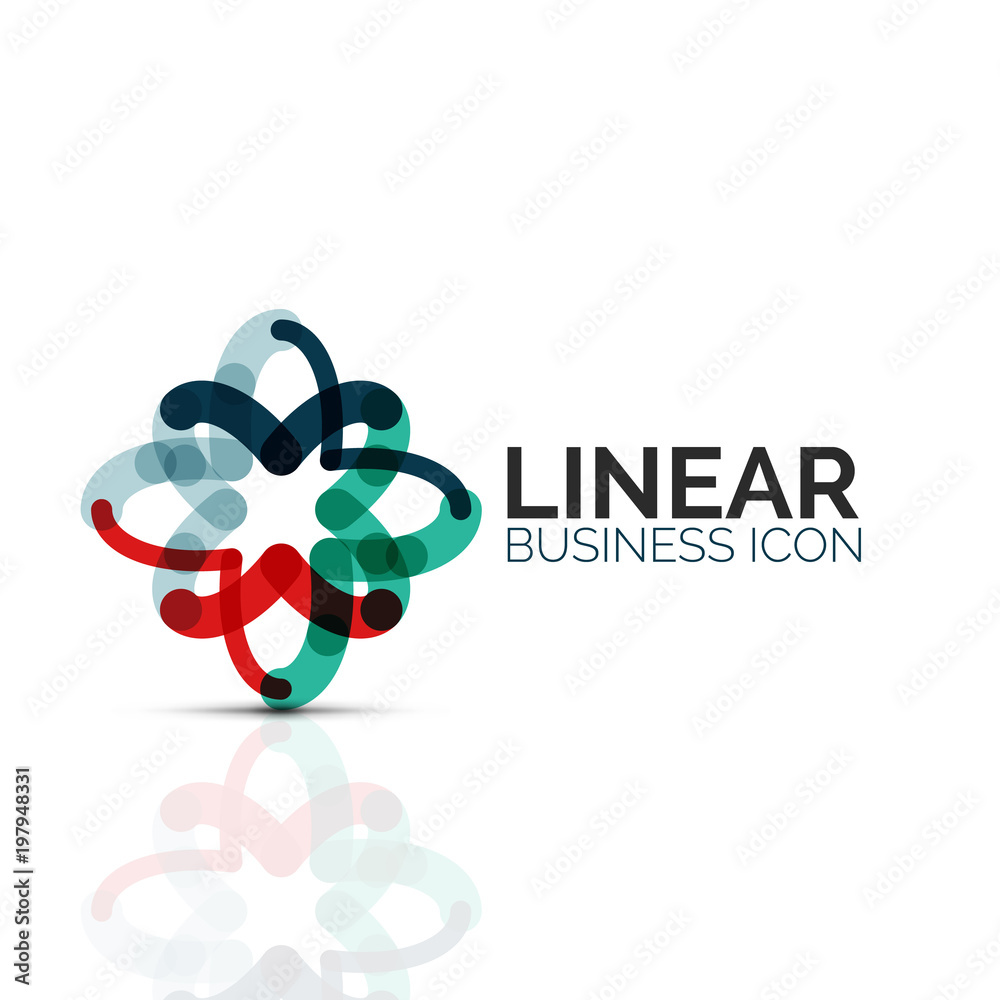 Fototapeta premium Abstract flower or star, linear thin line icon. Minimalistic business geometric shape symbol created with line segments