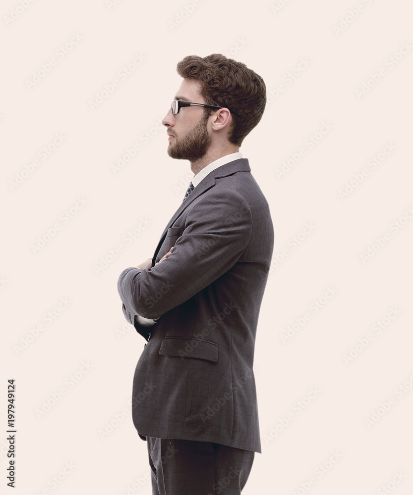 Side view in full growth - confident businessman Side view in full growth - confident businessman
