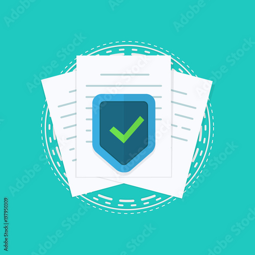 File protection. Data security and privacy concept. Safe confidential information. Flat design, vector illustration on background.