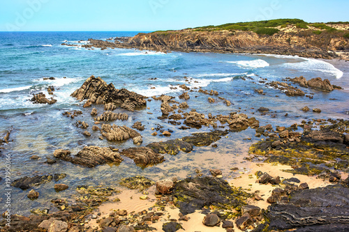 Amazing cliff rocks on the west coast of Portugal in Alentejo region