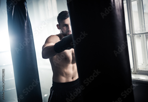 Boxer preparing for a hard fight.