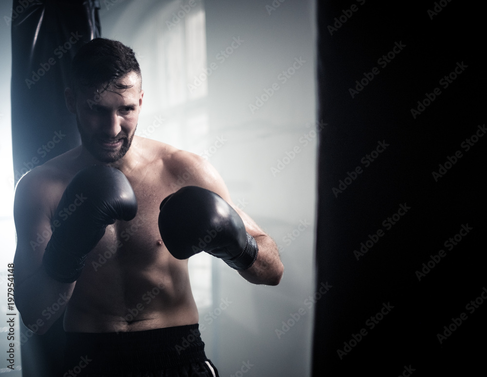 Boxer preparing for a hard fight.