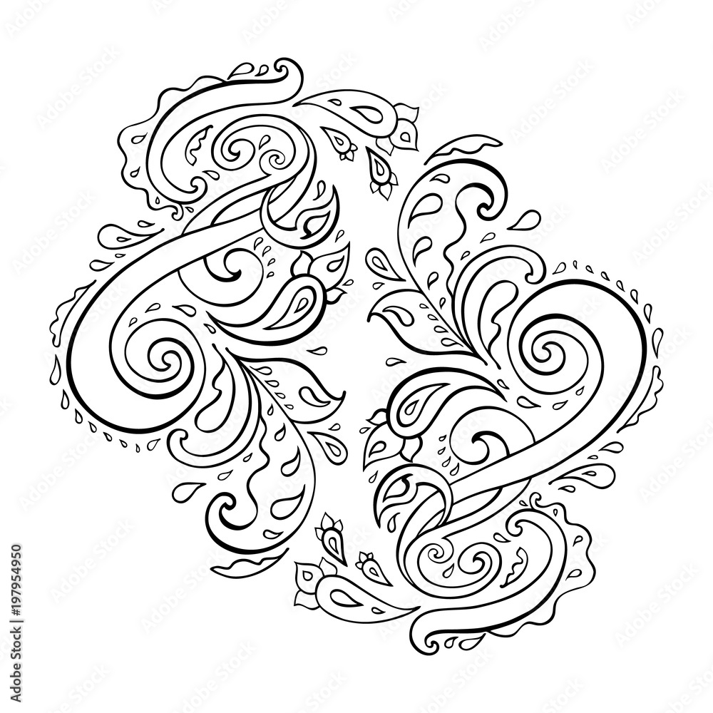 Paisley background. Hand Drawn ornament. Vector illustration