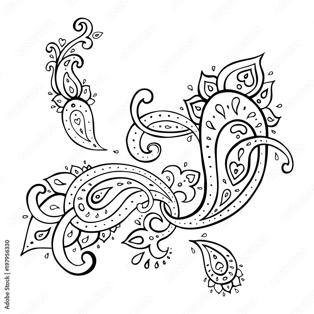 Paisley background. Hand Drawn ornament. Vector illustration