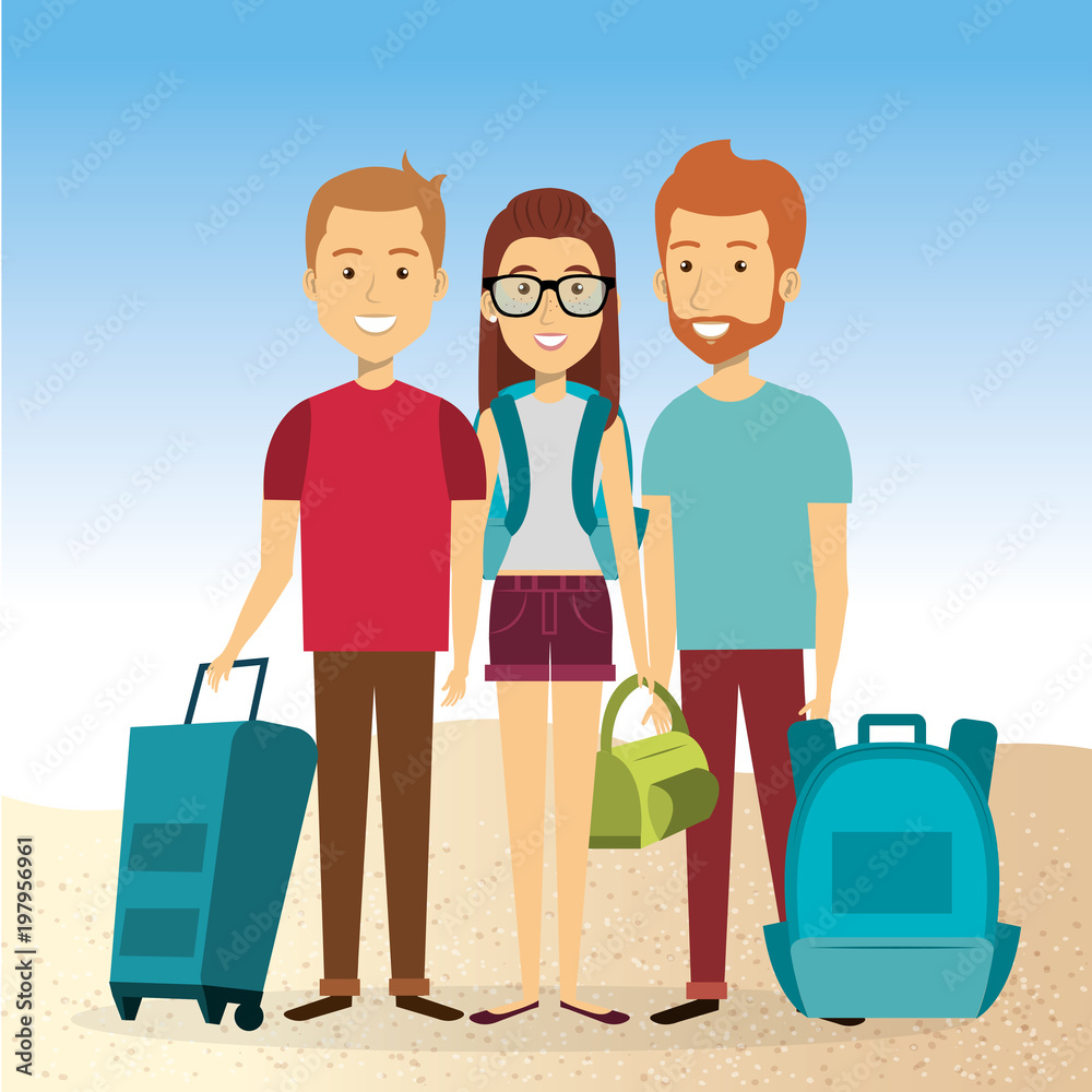 friends in the beach summer vacations vector illustration design friends in the beach summer vacations vector illustration design