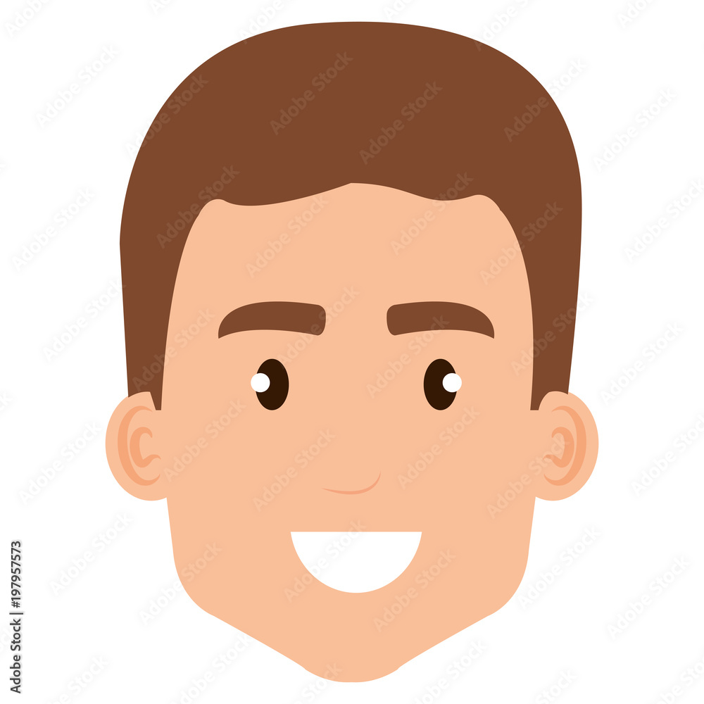 young man head avatar character vector illustration design