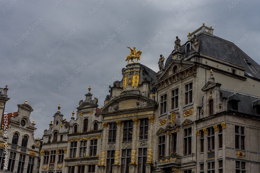 The government bulding at Brussels with a golden horse on top in Belgium